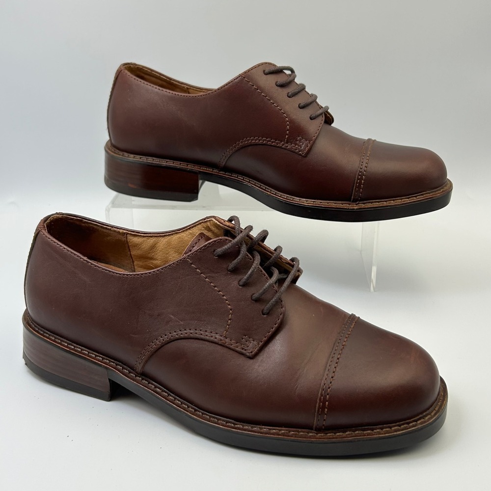 New Thom McAn Cap Toe Oxford Mens 7 Brown Leather Signature Series Derby Classic